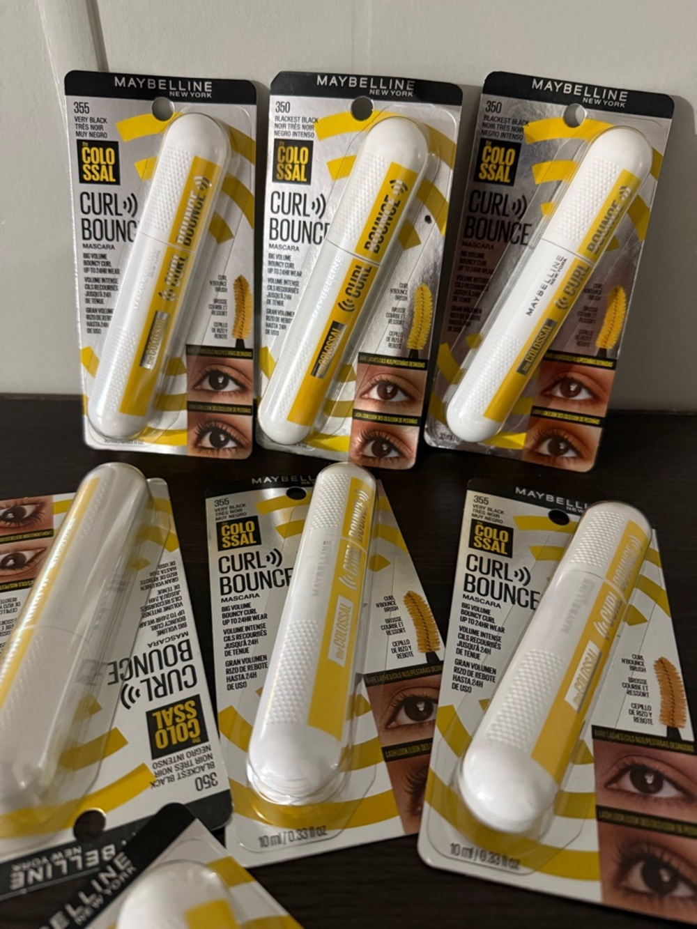 3 pcs of Maybelline Curl Bounce Mascara in White & Yellow Packaging